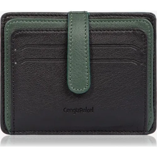 Black Green Leather Card Wallet, Wallet, Black Wallet, Stylish Design Card Wallet