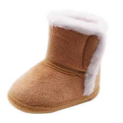 Winter Baby Kids Non-slip Soft Sole Moccasin Boots Boys Girls Suede Leather Crib Shoes 0-18M