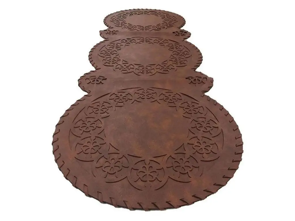 Round 3 pcs Knitted Double Layer Round Leather Luxury Runner Coffee