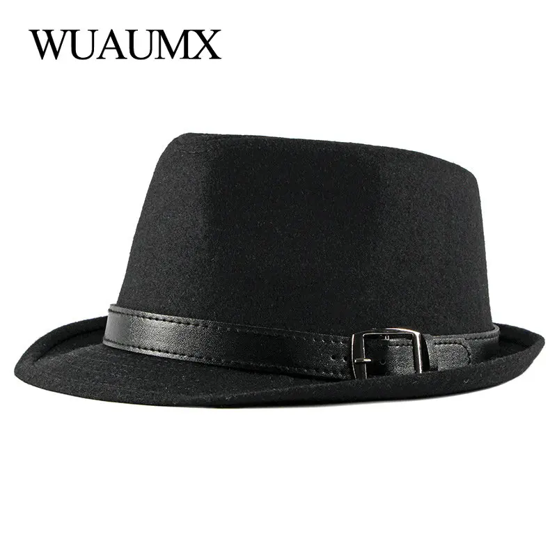 NEW Autumn Winter Retro Jazz Hats Middle aged Men Felt Fedoras Cap For Male Solid  Trilby Panama Hat Black Bowler Hats