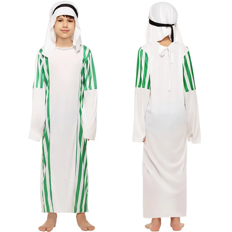 Halloween Kostuum Oudejaarsavond Carnaval Jurk Arabische Jurk Keffiyeh Mantel Chief Stam Kid 'S Kostuum White Party