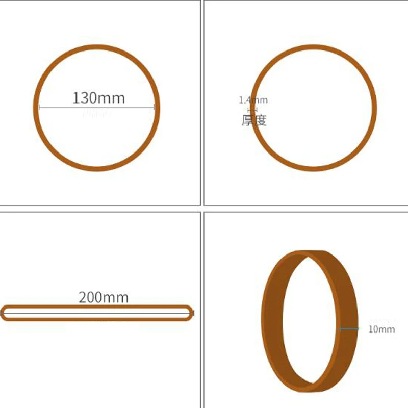 20 pezzi di larghezza 10mm di gomma marrone fascia elastica resistente forniture scolastiche per ufficio accessori di cancelleria elastici di alta qualità da 200mm