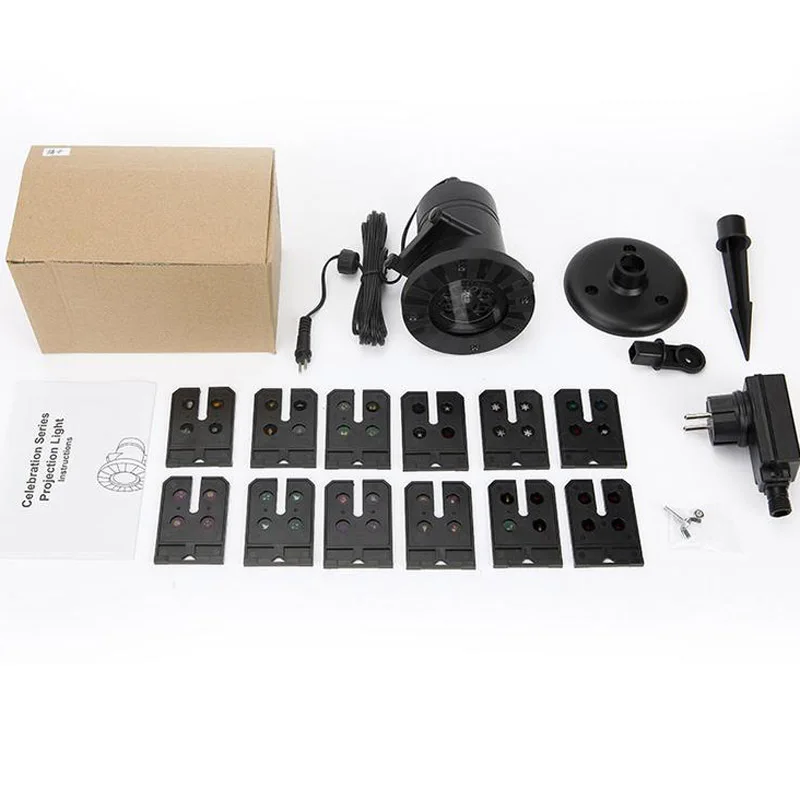 12 Patterns Christmas Laser Snowflake Projector Lamp Halloween Outdoor LED Disco Lights Home Garden Star Light Indoor Decoration