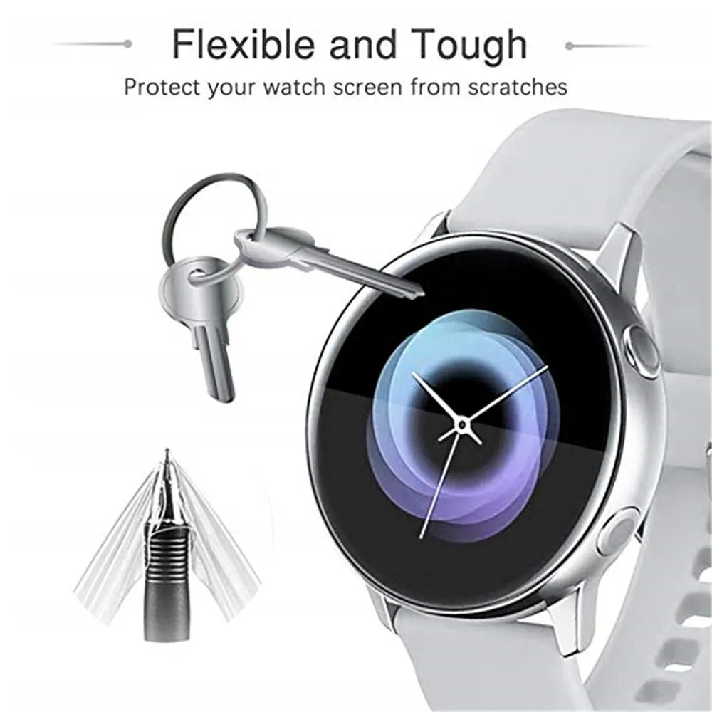 2pcs Ultra-thin Protective Film for Samsung Galaxy Watch Active 2 40mm 44mm Anti-Bubble Soft 3D Edge Screen Protector Cover