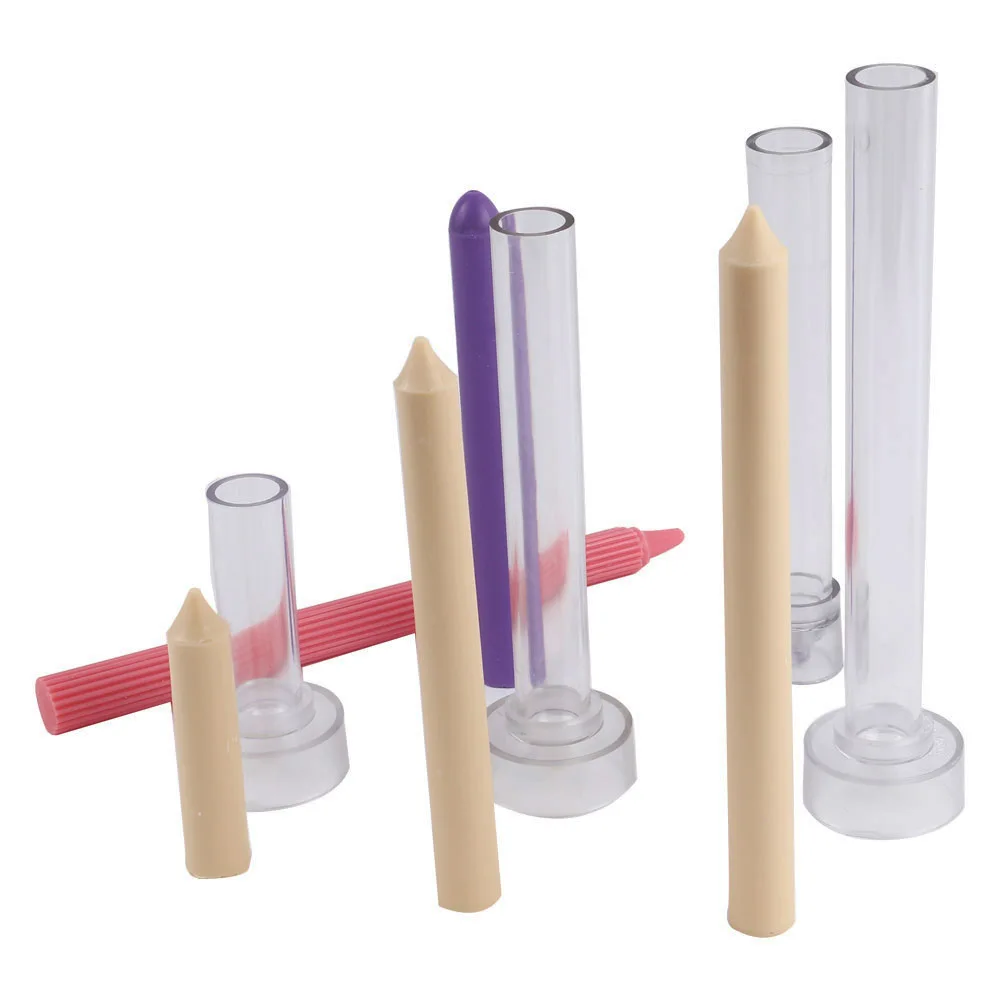 DIY Long Pole cylinder Candle Mold Craft Making Soy Wax Candle Molds Acrylic Plastic Material Candle Making Molds Tools