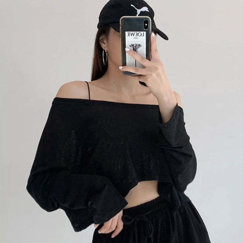 T-shirts Women Solid Loose Fashion Casual Ulzzang Chic Summer Sheer Top Lady Students Stylish Streetwear Cool BF Tees Sun-proof