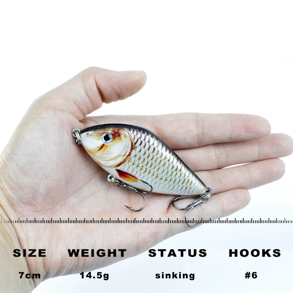 CCLTBA 7cm 15.5g Slow Sinking Slide Jerkbait Wobblers Rattle Hard Artificial Baits Pike Musky Bass Fishing Lures Tackle