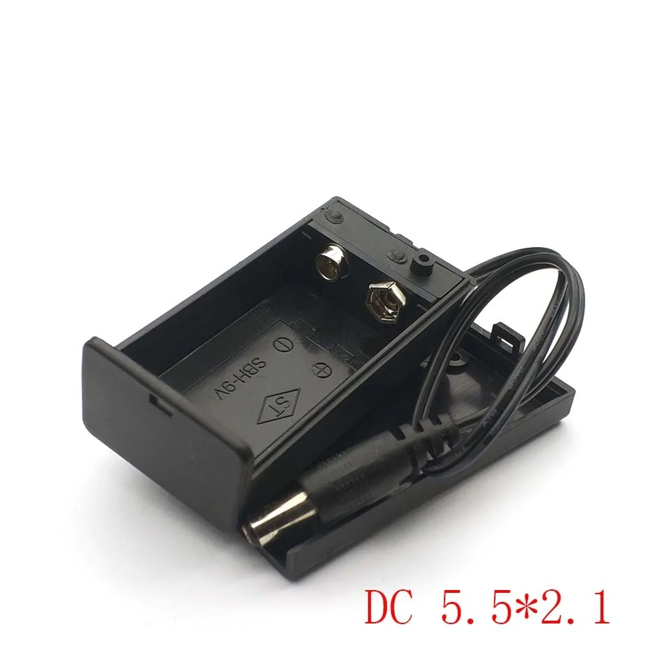 9V Battery Holder 9V Battery Box 9V Case With Wire Lead With ON/OFF Switch Cover And DC Plug