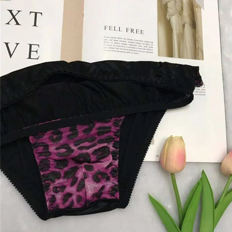 2020 Men's sexy panties stretch silky leopard print sex appeal men's lace briefs  men briefs underwear men underwear