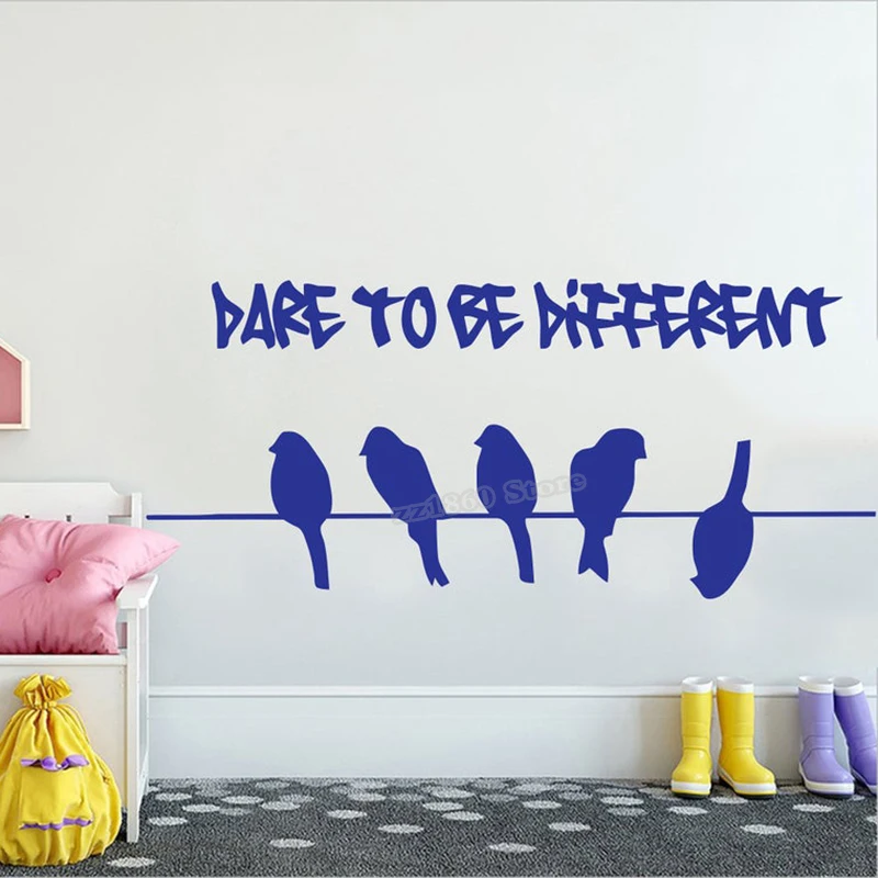 Motivational Quotes Wall Decal Dare to be different Inspiration quote wall stickers vinyl wall art decor home decor decal B610