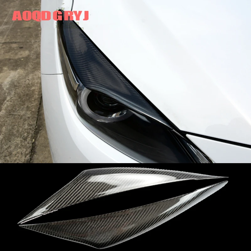 

Car Styling Accessories 2pcs for Mazda 3 Axela Sedan Hatchback 2017-2018 Carbon Fiber Eyebrows Headlight Eyelids Cover Trim