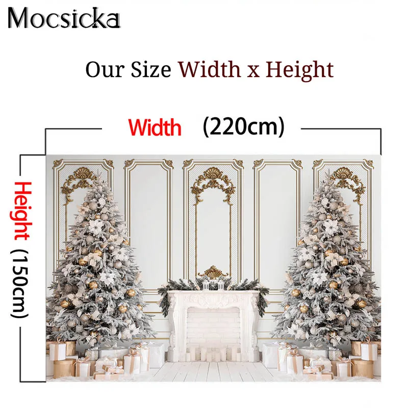 Latar Belakang Kamar Natal Retro untuk Fotografi Putih Pohon Natal Dekorasi Perapian Alat Peraga Foto Profesional Latar Belakang Stan Studio