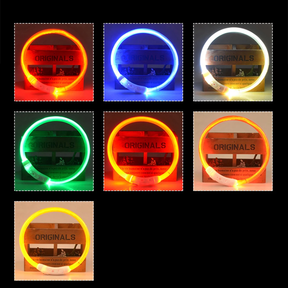 Pet Flashing Collar USB Rechargeable Glowing Necklace Safety Collar Light Up Collars for Night Walking Electric Dog Collar Neon