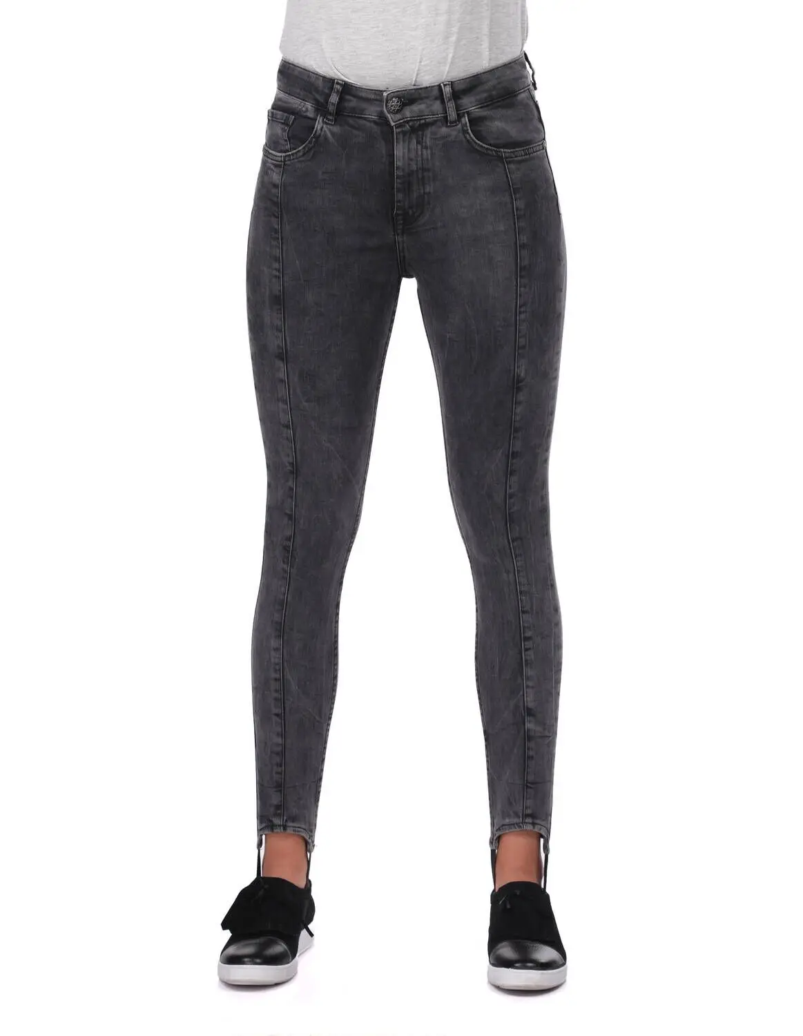 Trotting Detaylı Anthracite Women Jean Pants