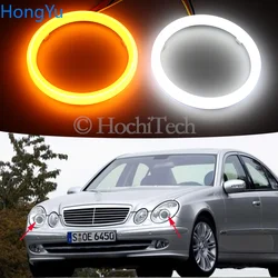 for Mercedes Benz e class w211 E200 220 270 280 320 420 Cotton Switchback LED Dual Color Angel Eye White Amber turn signal light