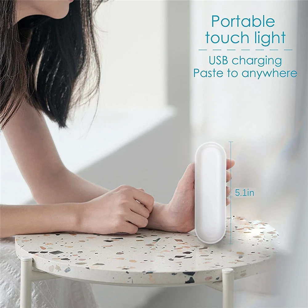 Tokili Touch Night Light 5 Colors Brightness Dimmable USB Plug/Rechargeable/Motion Sensor for Wardrobe Cabinet Mirror Kitchen