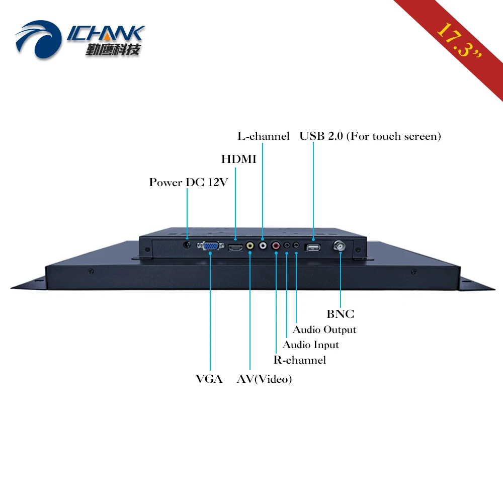 17.3" inch Widescreen Monitor with 1920x1080p Resistive Touch Screen HDMI-in Support Linux Ubuntu Raspbian Debian OS ZK173TC-59L