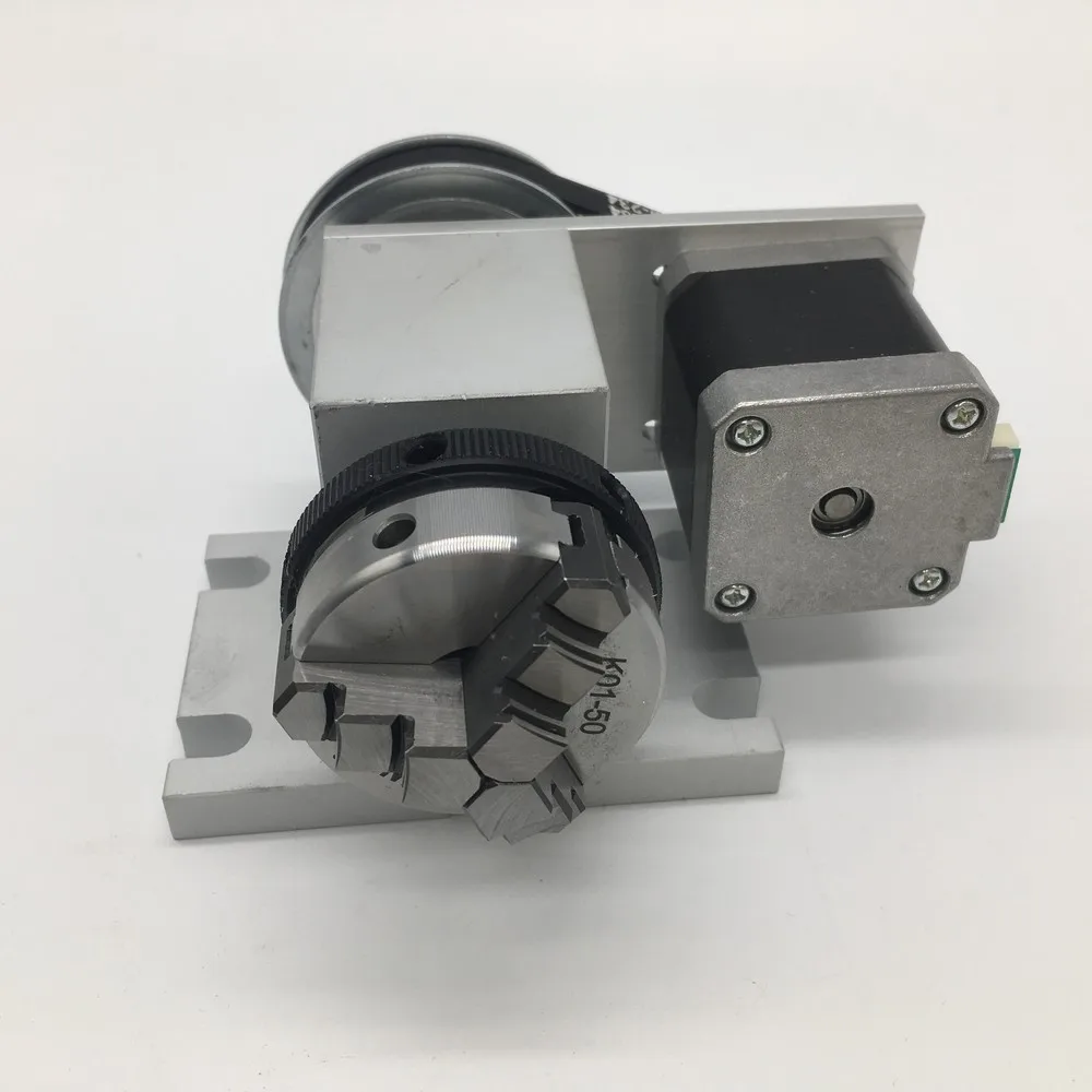 4 Axis CNC Dividing Head A Axis Rotation K01-50 2 Inch Chuck 4th Rotary & MT2 Tailstock for Router Woodworking Engraving