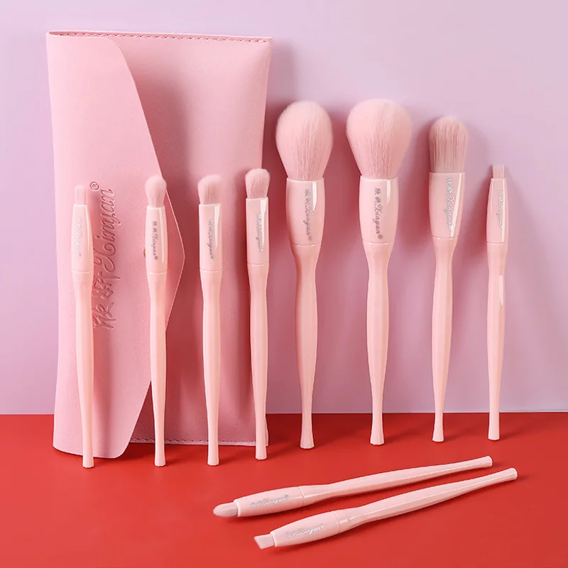 10pcs Candy Color Makeup Brushes Set With Bag New Solid Powder Foundation Eyebrow Eyeshadow Blush Beauty Make Up Tools Kit