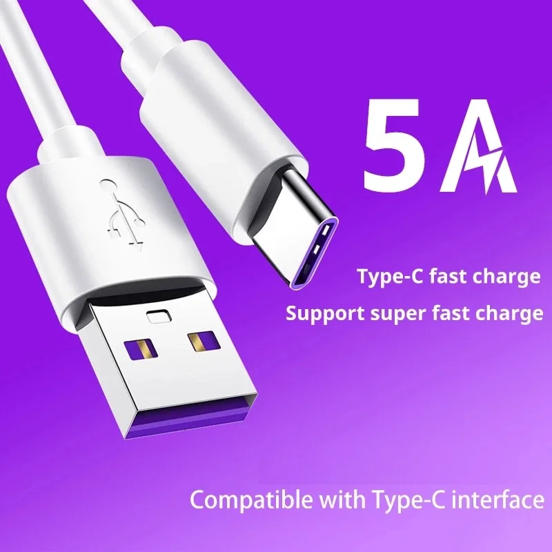 USB Type C Cable 5A 66W USB C Cable For Huawei P40 pro Mate 40 Fast Charge Type C Cable Wire Code Date Cable USB C Cable