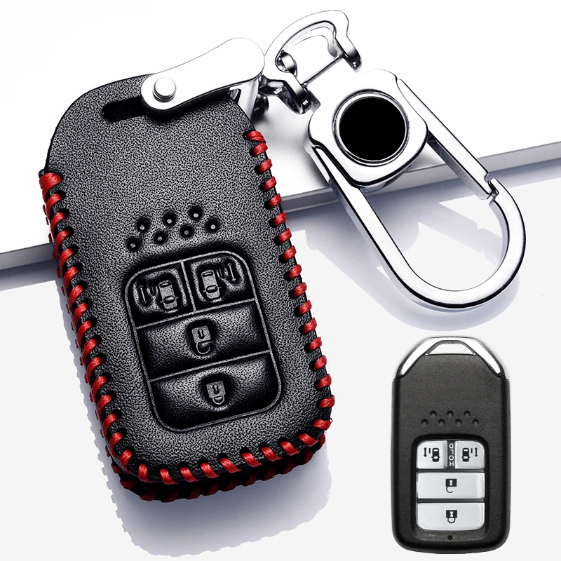 Leather Key Cover Car Remote Key Case For Honda 2016 2017 2018 CRV Pilot Accord Civic honda pilot Fit Freed key cover cap