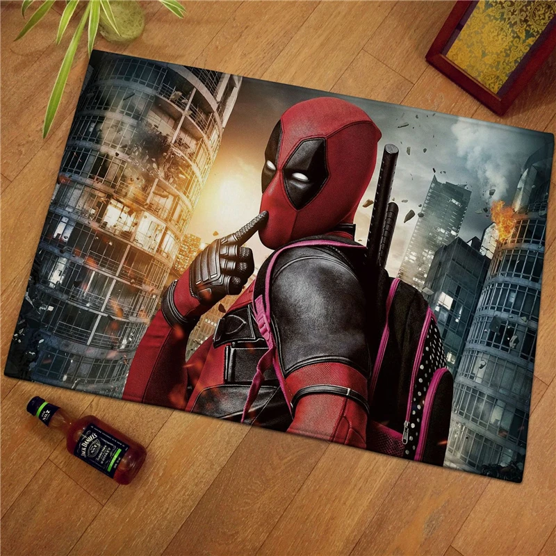 

Flannel Anti-slip Door Mat Deadpool Printed Mat Washable Bathroom Kitchen Floor Decoracion De Fiestas Y Eventos