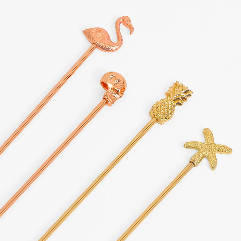 Swizzle Sticks,Cocktail Accessories Stainless Stir,Drink Stirrers Flamingo,Skulls,Starfis,Pineapple,Kitchen Bartenders Whisk