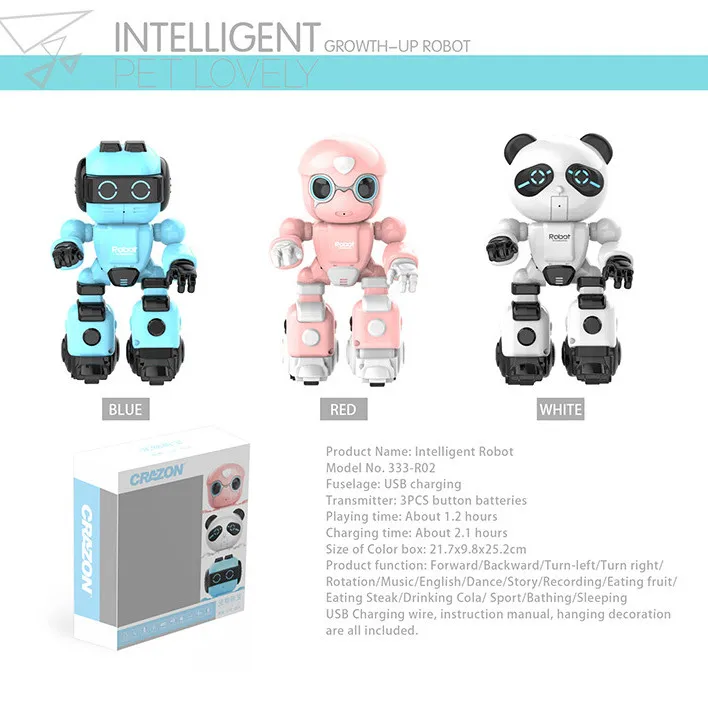 Intelligent Smart RC robot Kid English Learning robot Toy Remote Control robot With Music Dancing Recording Story Smart Robot To