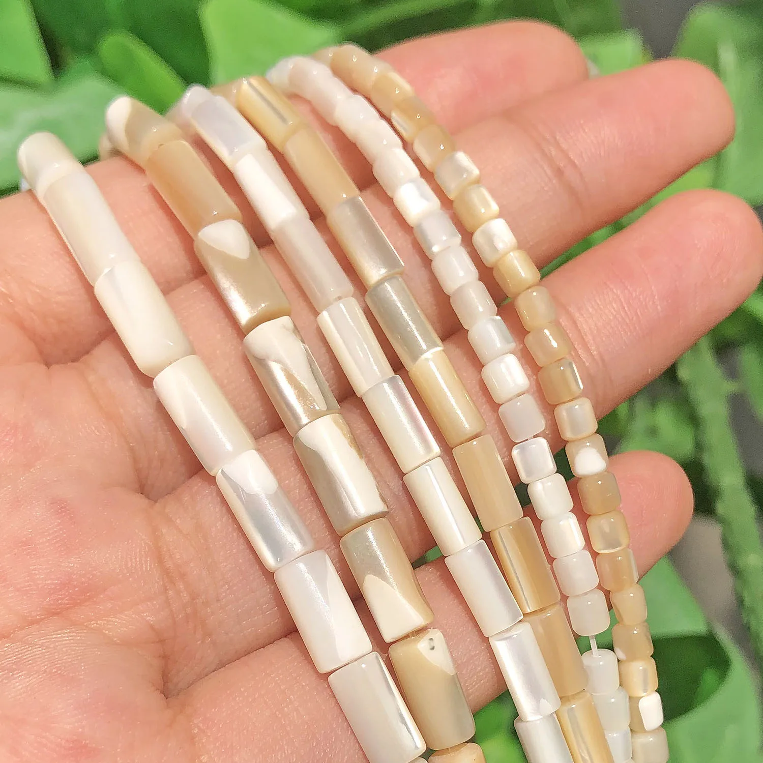 White Natural Color Mother Of Pearl Mop Shell Beads Charms Round Tube Loose Spacer Beads For Jewelry Making Diy Bracelet Earring