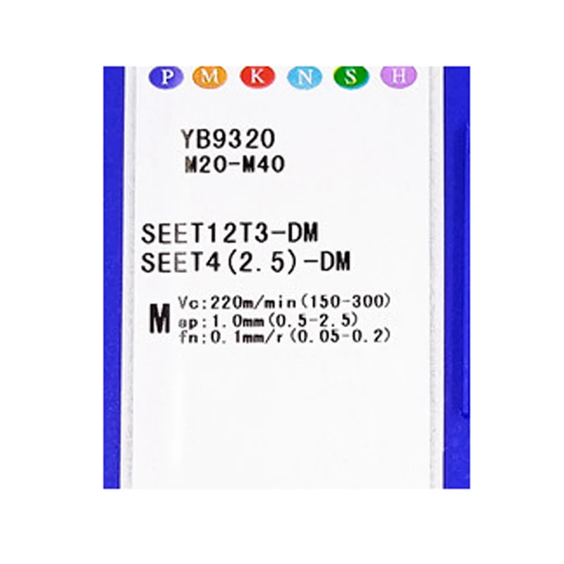 Seet12t3 originla inserções de trituração de carboneto seet 12t3 dm yb9320 processamento de aço inoxidável para fresadora ferramenta torno titular