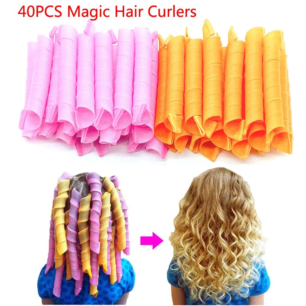 40PCS Hair Rollers (45/50/55cm) Magic Curlers Spiral Curls Styling Kit No Heat Hair Roller for Long Hair Most Kinds of Hairstyle