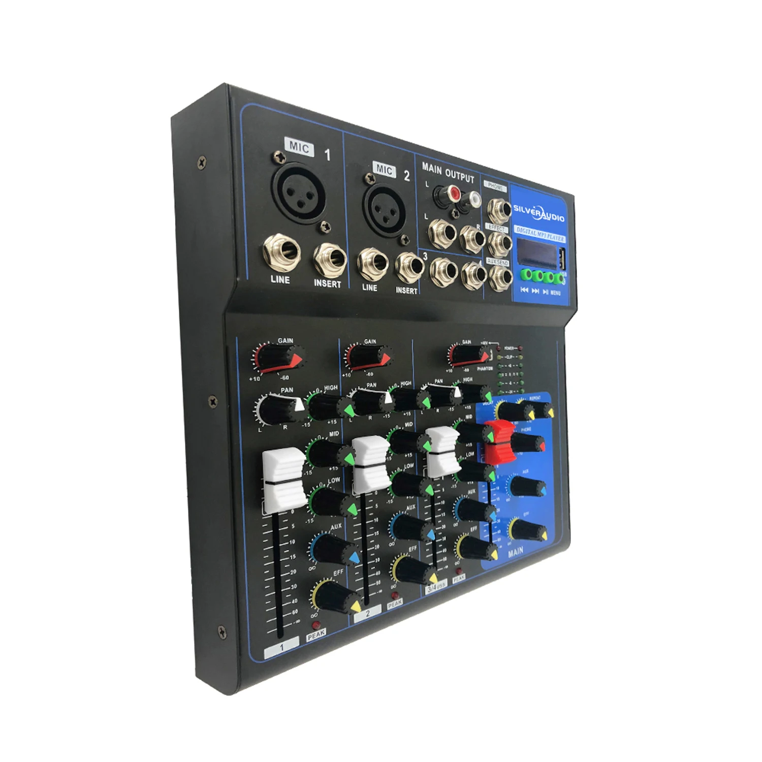 GAX-UF4 프로페셔널 USB 인터페이스 4채널 미니 믹서, 가정용 노래방 및 소규모 무대 공연, 콘서트에 적합