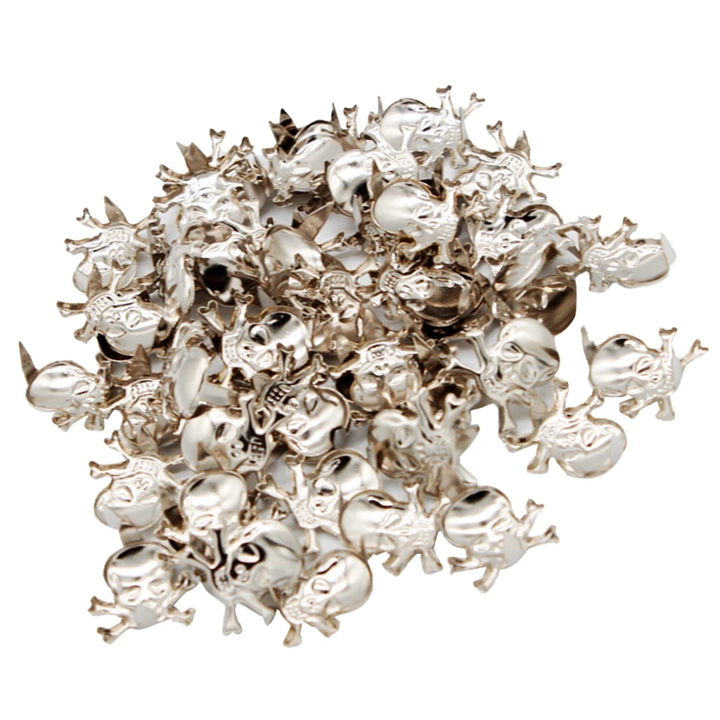 50Pcs Gothic Skeleton Skull Metal Studs Claw Rivets For Clothing Shoes Bags Decoration DIY Leather Craft