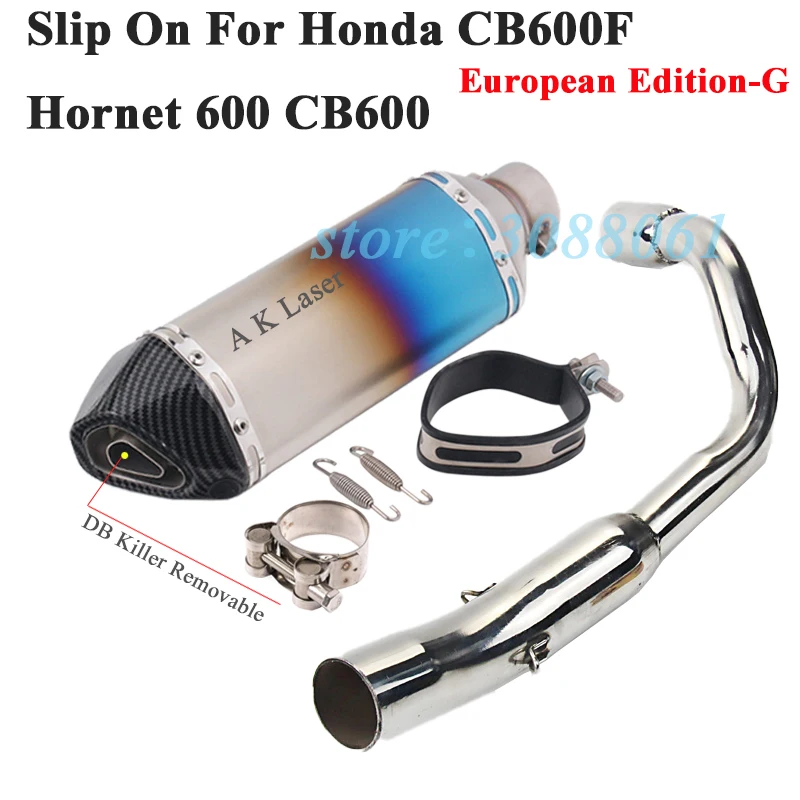 Slip On For Honda CB600F Hornet 600 CB600 Motorcycle Full Exhaust Escape Modified Middle Link Pipe Muffler DB Killer Removable