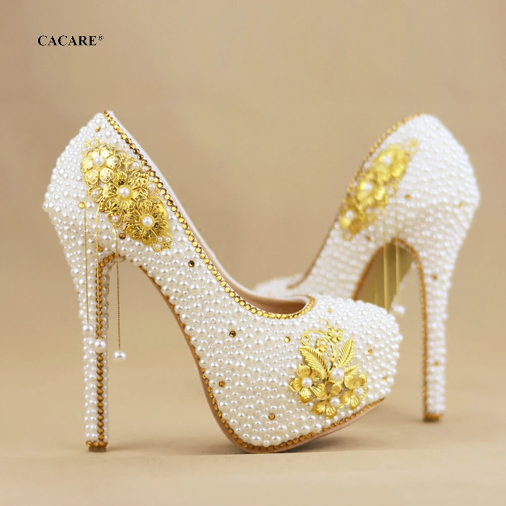 CACARE Luxury Wedding Shoes Shinny Rhinestones Platform High Heels Customized Bridal Party Shoes Cinderella Multi-choice F2956