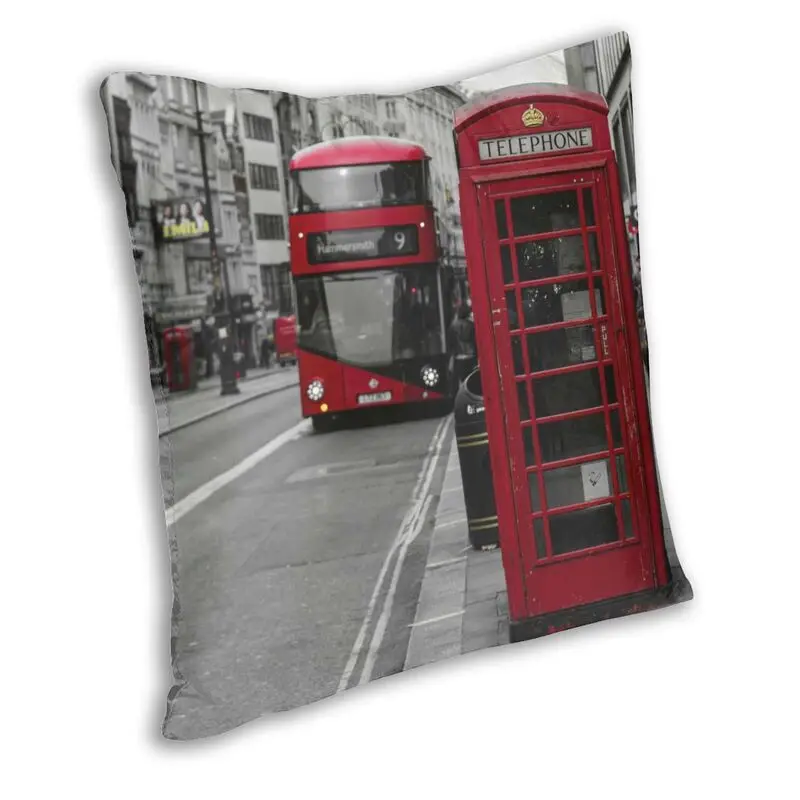 Fashion London Phone Booth Red Buss Throw Pillow Case Home Decorative Custom British Cushion Cover 40x40 Pillowcover for Sofa