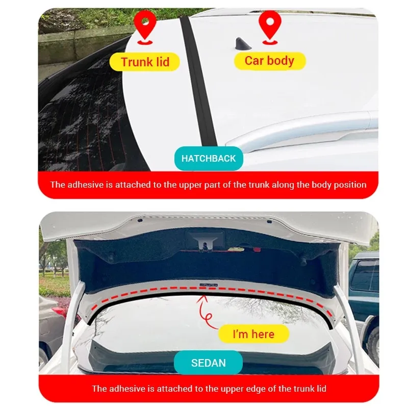 Car Rubber Sealing Strip Auto Trunk Lid Gap Seal Strip SUV Hatchback Upper Edge Adhesives Trim Car Dustproof Sealant Accessories