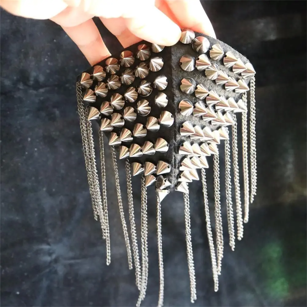 Evening Party Punk For Coat Fringed Shoulder Stamp Tassel Metal Epaulet Rivet Shoulder Pad Brooch Dress Decoration