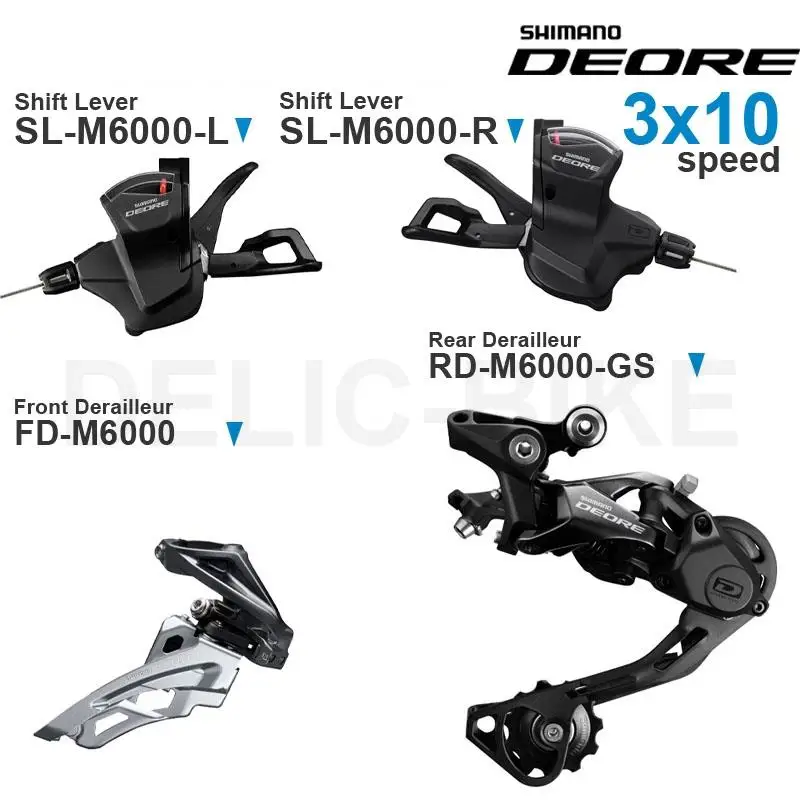 SHIMANO DEORE M6000 3x10v Groupset with Shifter SL-M6000 Front FD-M611 M6000 RD-M6000 Rear Derailleur 3x10-speed Original parts