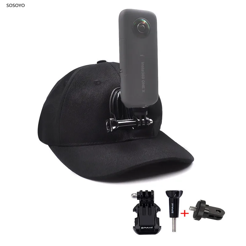 4 in1 Berretto Da Baseball Del Cappello Del Sole del Cappello Della Protezione di 1/4 pollici adattatore di Base Del Supporto Del Supporto Per insta360 one X GoPro DJI OSMO macchina fotografica di Sport di azione