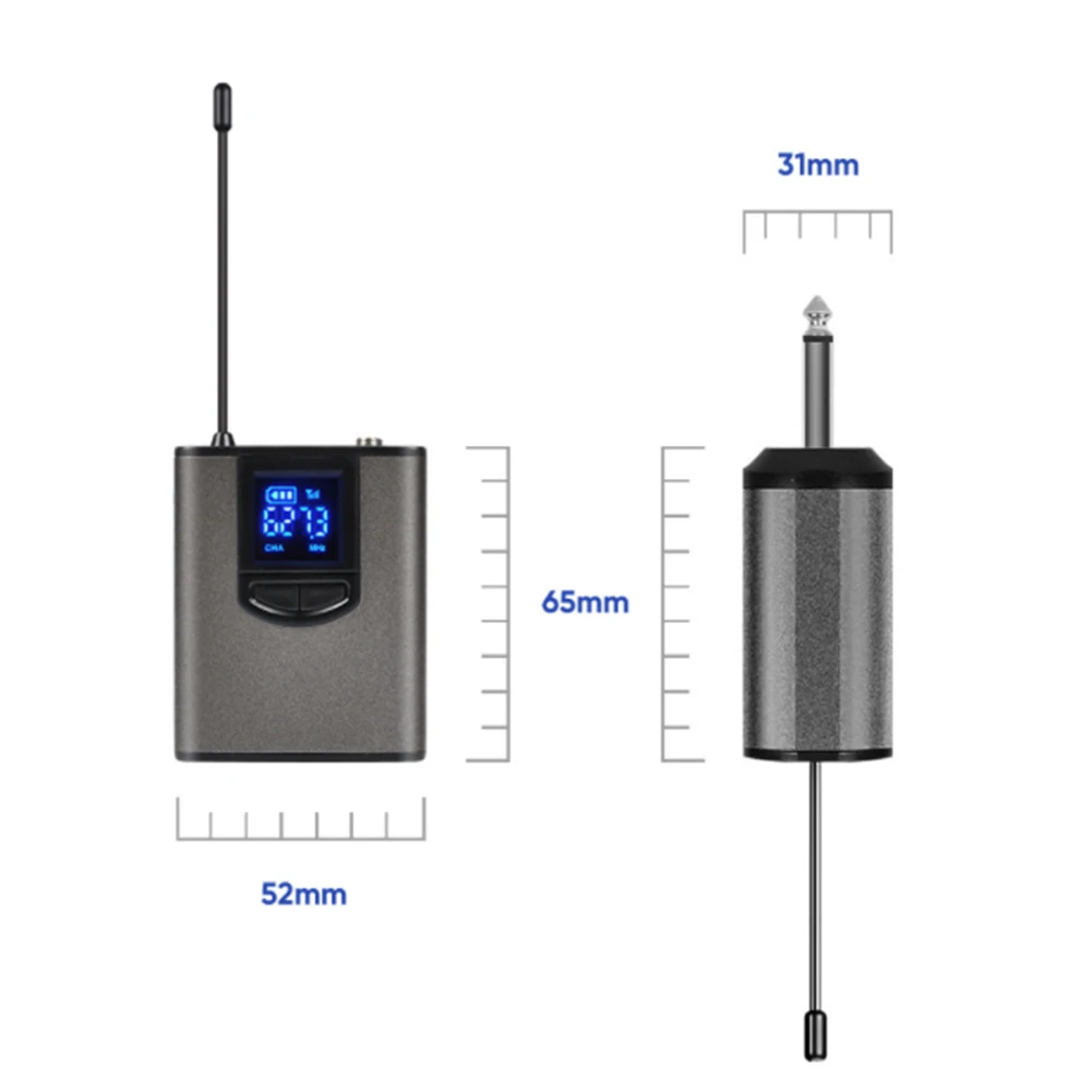 UHF Wireless Microphone Lavalier Headworn With Bodypack Transmitter Rechargeable Receiver 1/4\