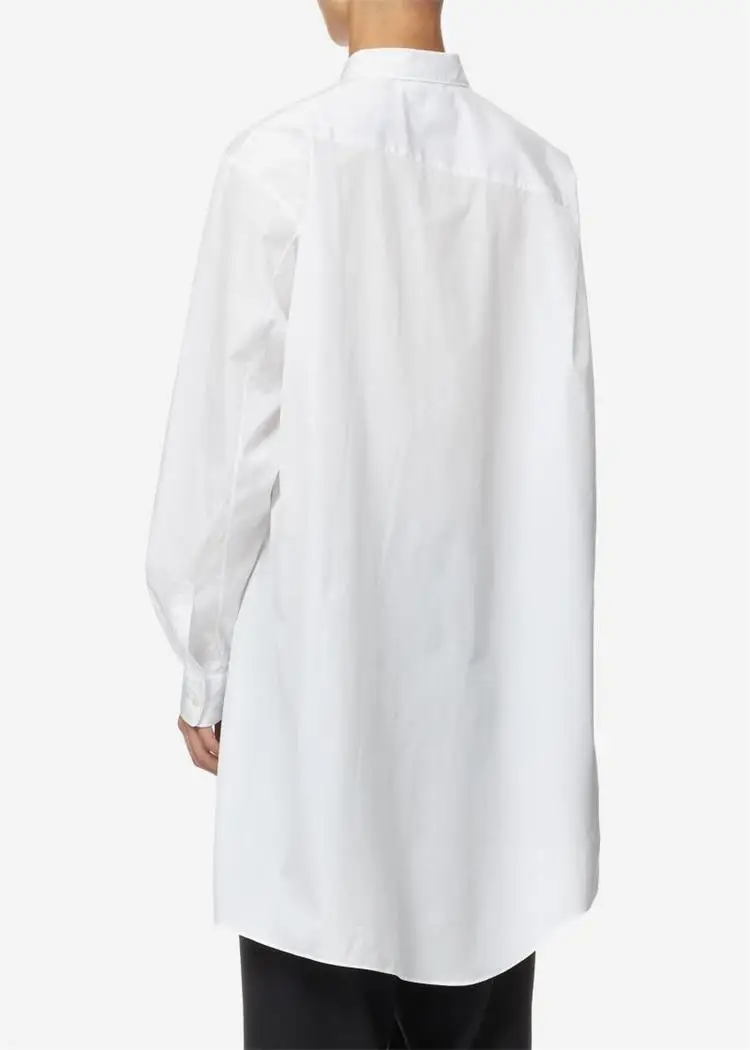 

Men's Long Sleeve Shirt Spring And Autumn New Asymmetric Tilt Front Square Collar Design White Long Sleeve Fine Hair Edge Shirt