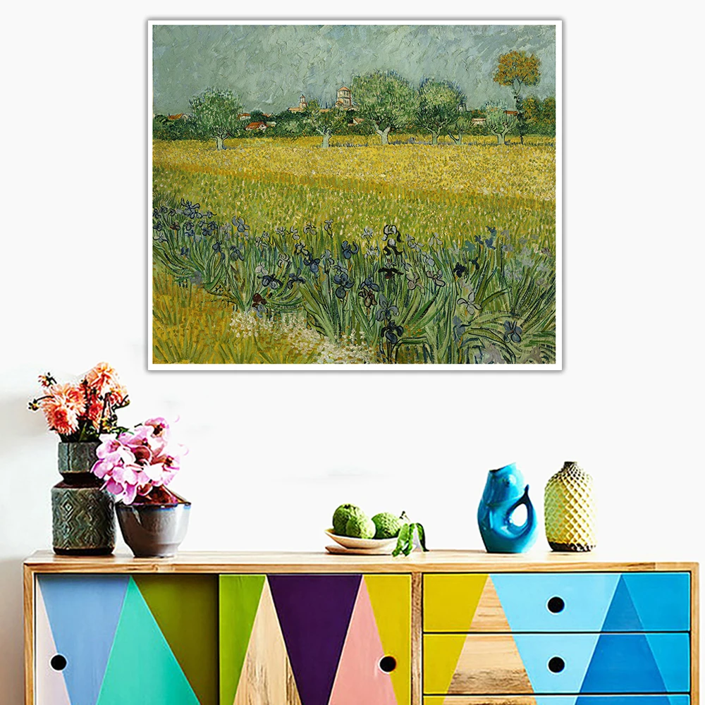 Citon Van Gogh《Field with Flowers near Arles》Canvas Art Oil Painting Famous Artwork Poster Picture Wall Decor Home Decoration