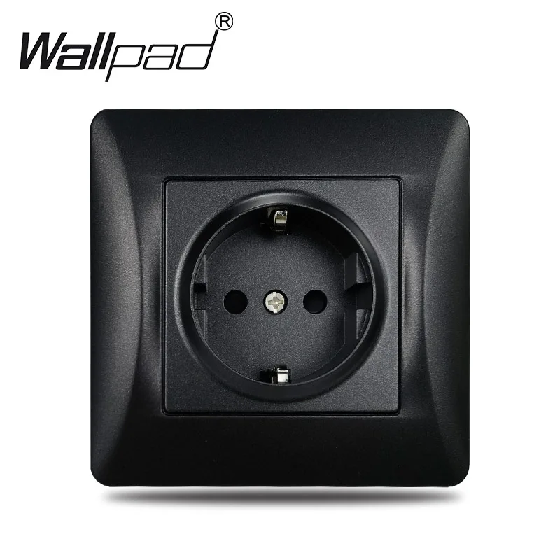 5 Way EU Socket Black Matte Plastic Frame Wallpad 16A 370*86mm Five Wall Panel 220v Power Socket Round Back For EU Box