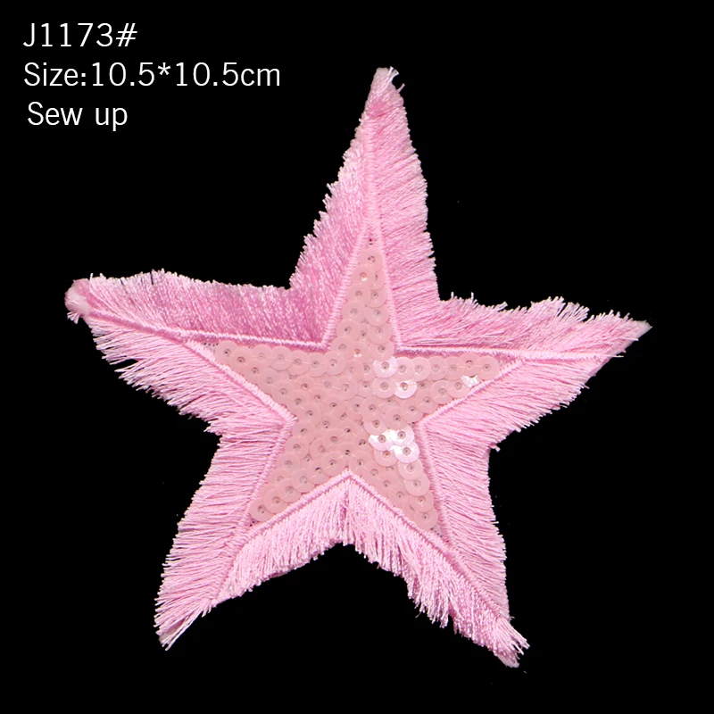 Star Embroidery Patch Towel Sequin Sewing Iron Badge Gold And Silver Red Black Blue Pink Clothes DIY Decal Process Decoration