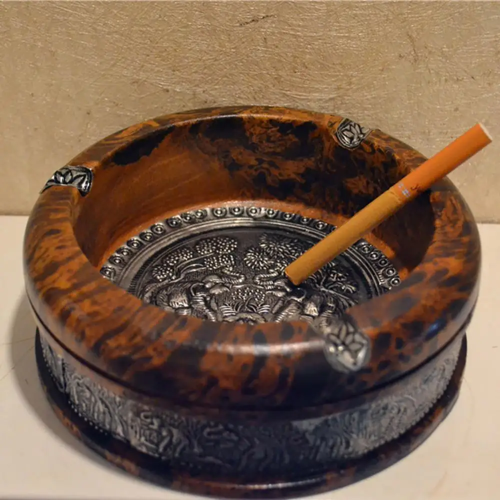 Wood Ashtray Ash Tray Tobacco Tray Cigarette-Cigar Smoke Holder Home Smoking Tool Cigarette-Case for Smoking Convenience