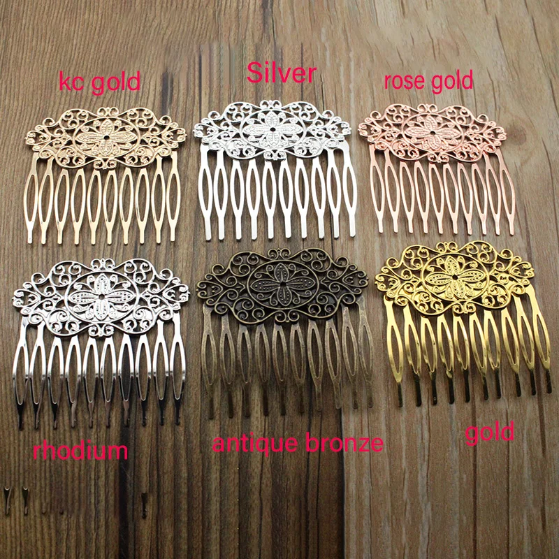 2pcs/lot 55x56mm 10 Teeth Hair Comb Forks Findings Accessories Silver Gold Color Hairpin Wear Bride Wedding Headpiece for Women