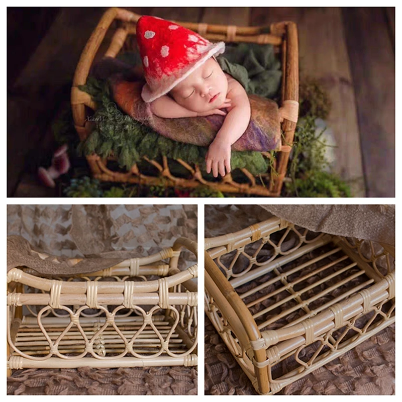 Newborn Photography Props Accessories Handmade Retro Woven Basket Fotografie Newborn Boy Studio Baby Props for Photography Shoot