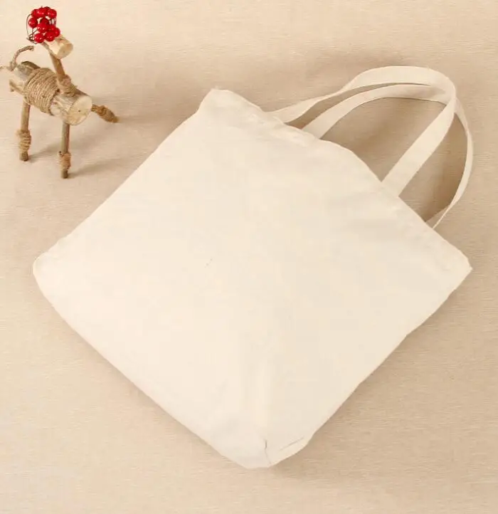 10pcs DIY Blank pattern Canvas Open Shopping Bags Eco Reusable Foldable Shoulder Bag Handbag Tote without zipper