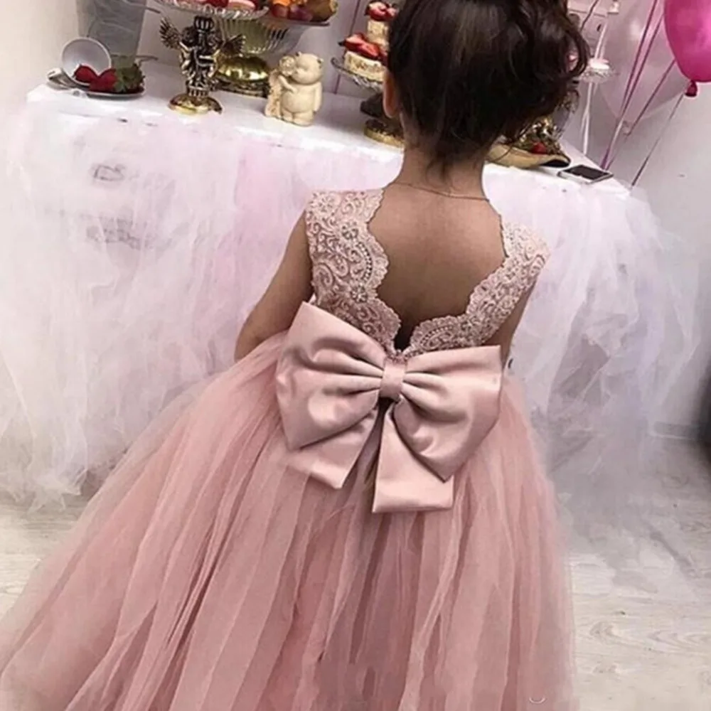 Vestido infantil de cetim, vestido para casamentos, festas de festa com contas